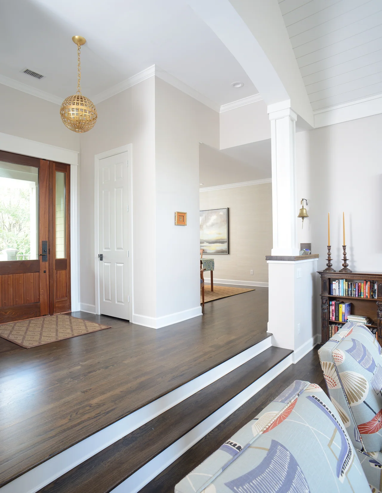 Entry and dining space with arched openings